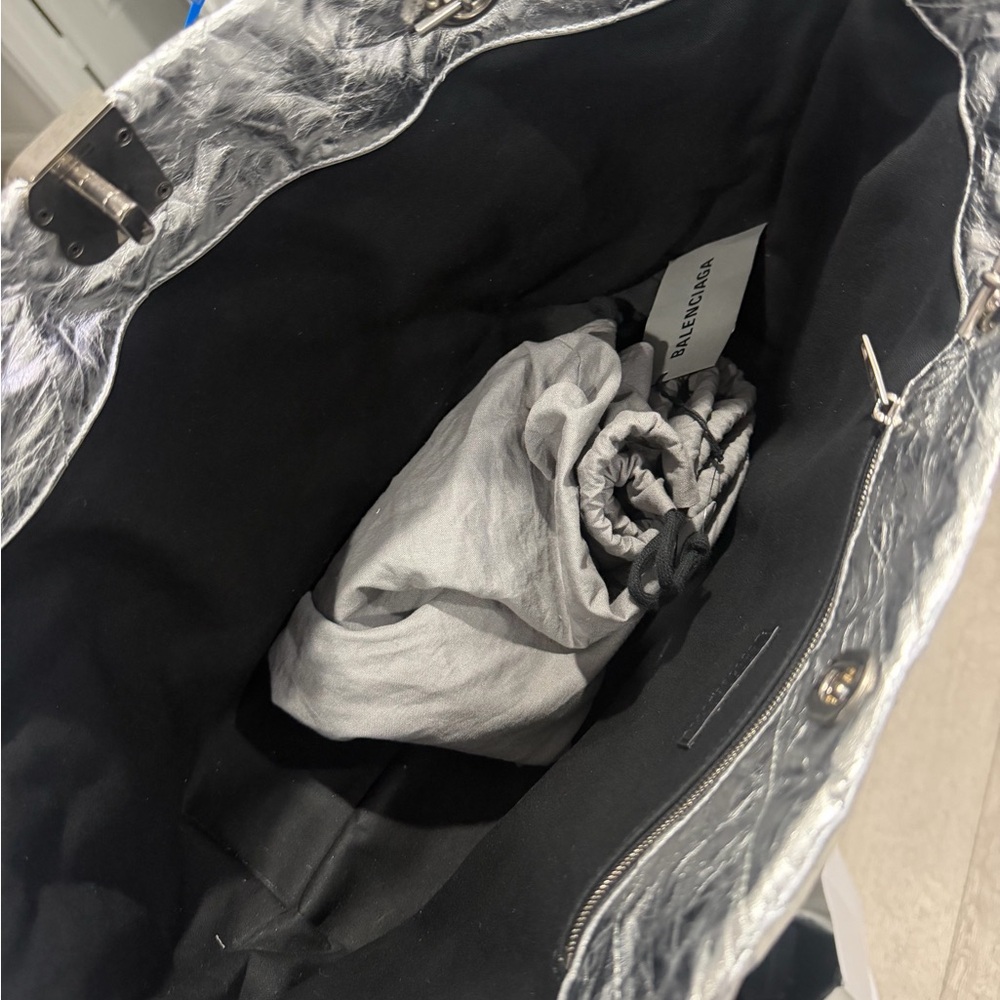 Balenciaga Silver Quilted Chain-Strap Tote - Picture 3 of 3